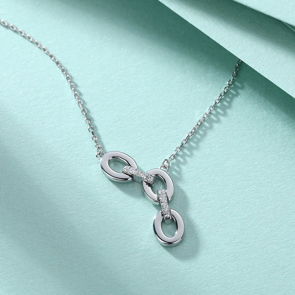 Damen Halskette mit elegantem Gliederdesign und funkelndem Zirkonia-Besatz Shop Nory