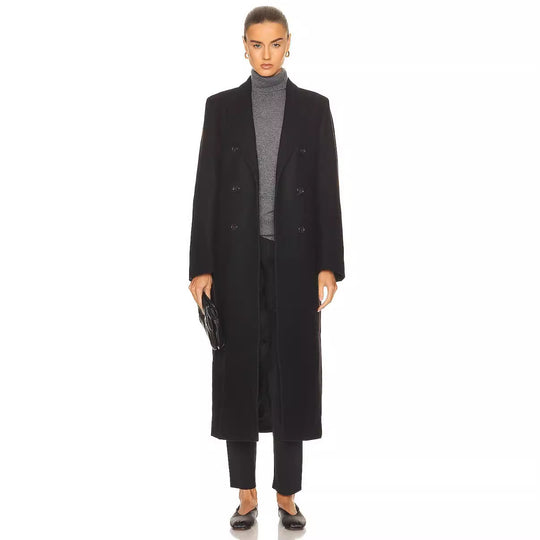 Damen Maxilanger Zweireihiger Wollmix-Longcoat mit maßgeschneidertem Finish Shop Nory