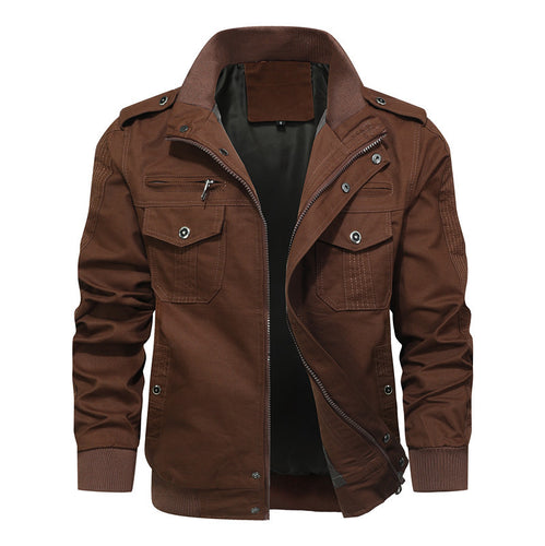 Herren Canvas-Fieldjacke mit Mehrfachtaschen, Stehkragen und Rippbündchen Shop Nory