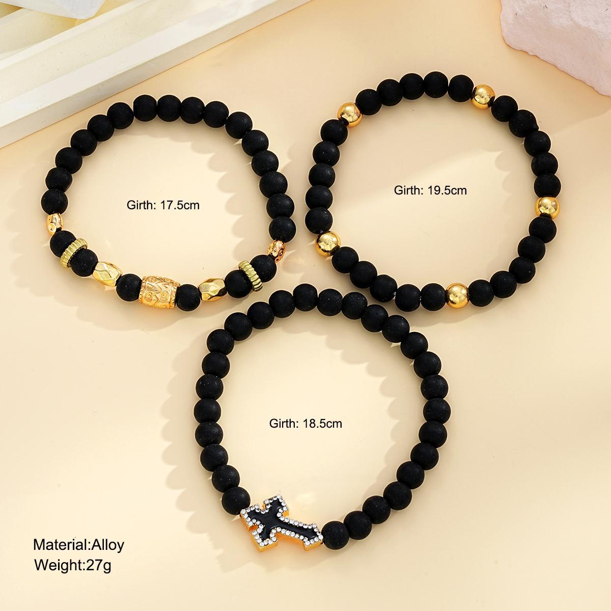 Damen Armband-Set aus matten und glänzenden Perlen mit Kreuz-Anhänger Shop Nory