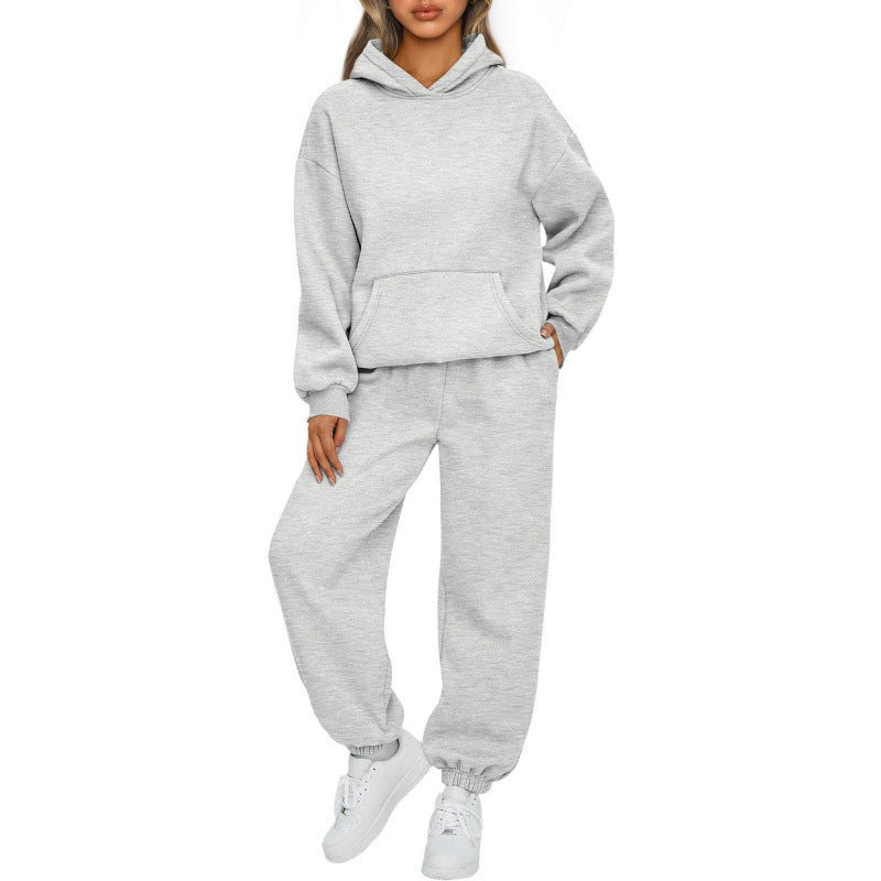 Damen nan Oversize Kapuzenpullover und Fleece Jogginghose Set mit Kängurutasche Shop Nory