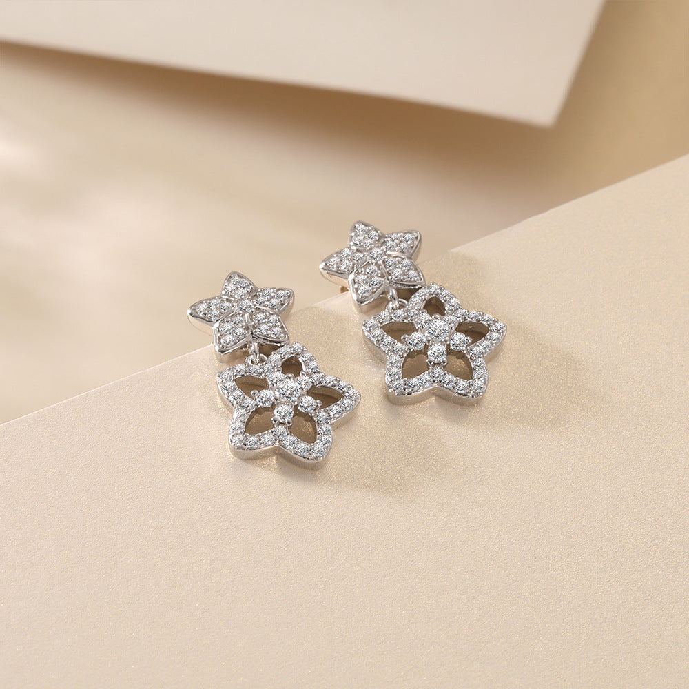 Damen Ohrhänger mit floralem Design und funkelnden Zirkonia Shop Nory