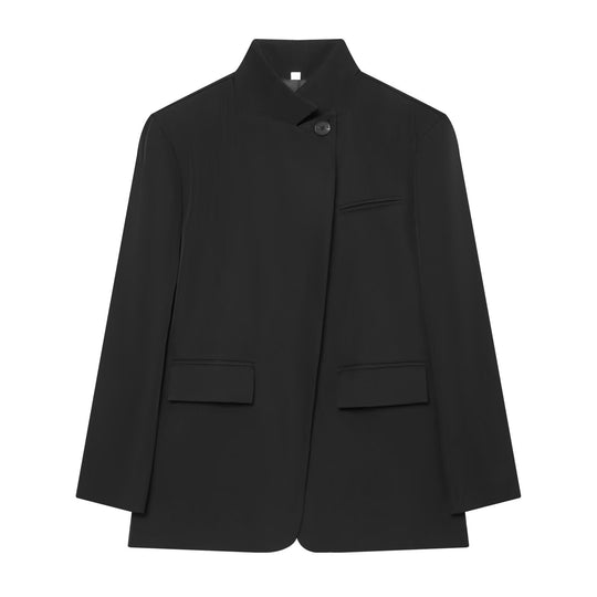 Damen Karierter Longblazer mit Stehkragen, verdeckter Knopfleiste und Pattentaschen Shop Nory