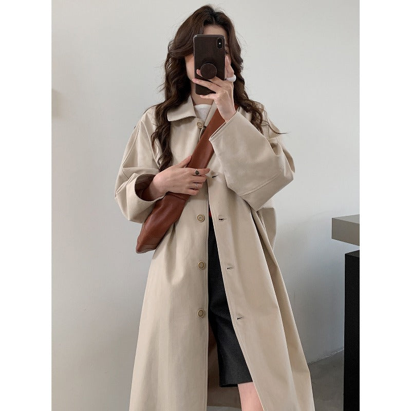 Damen Langer Oversize-Mantel im Trenchstil mit weitem Schnitt und klassischem Revers Shop Nory