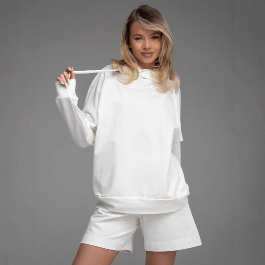 Damen lässiges Oversized Hoodie und Shorts Set Shopnory