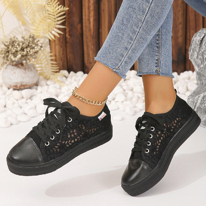 Damen Freizeit Sneakers mit atmungsaktivem Spitzen-Obermaterial und rutschfester Sohle Shopnory
