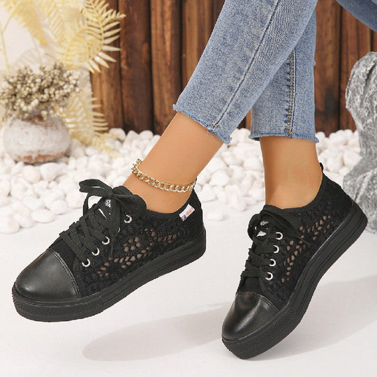 Damen Freizeit Sneakers mit atmungsaktivem Spitzen-Obermaterial und rutschfester Sohle Shopnory