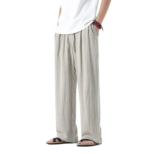 Herren weite Leinenhose mit verstellbarem Tunnelzugbund, lässiger Bundfaltenoptik und seitlichen Eingrifftaschen Shop Nory