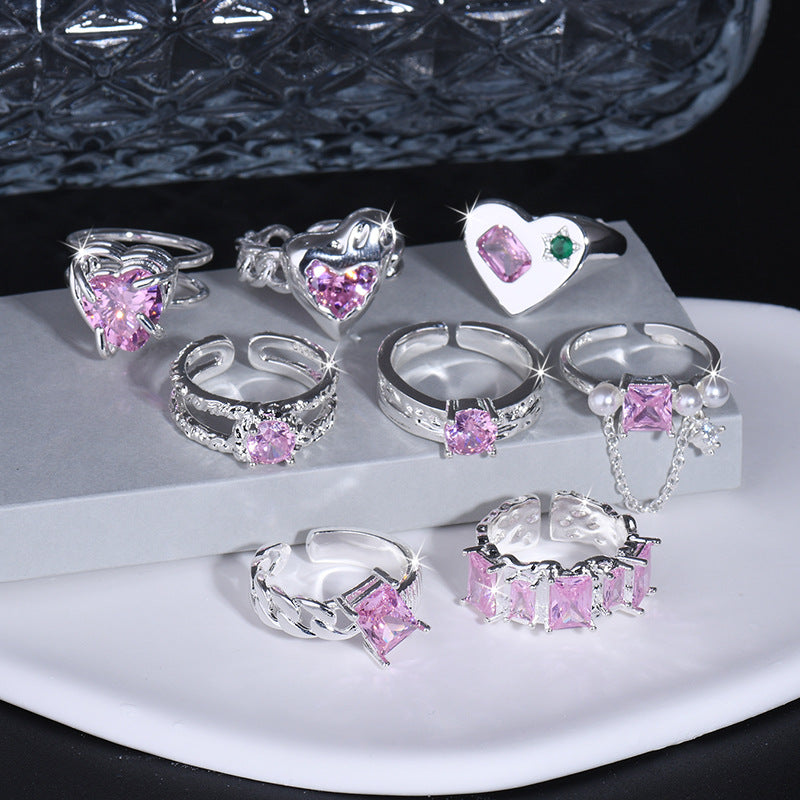 Damenring mit eleganter Zirkonia-Verkettung und filigranem Design Shop Nory