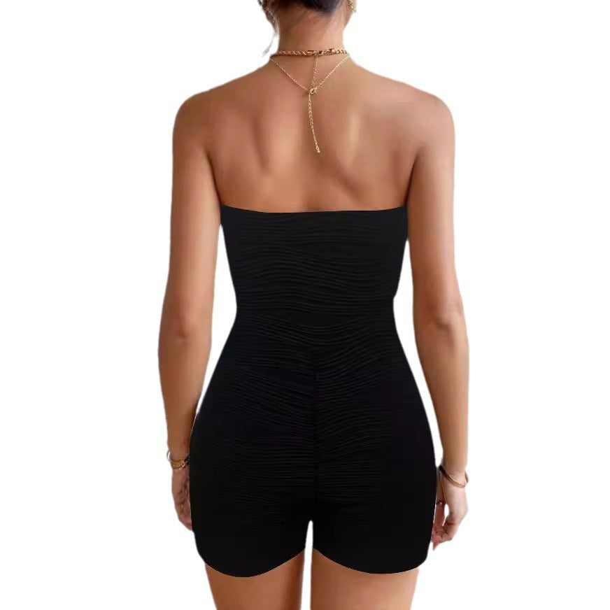 Damen ärmelloser Jumpsuit mit gerafftem Design