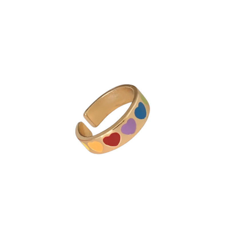 Damen Offener Ring mit bunten Herzen Shop Nory