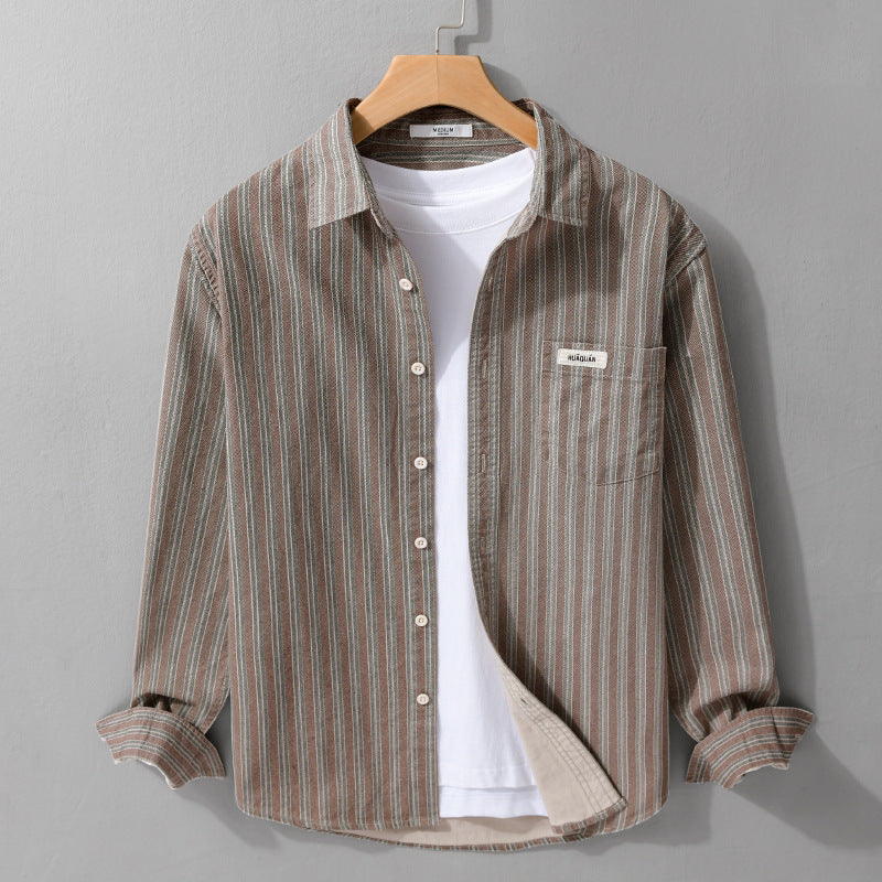 Herren Casual-Streifenhemd im Overshirt‑Stil mit Kentkragen Shop Nory