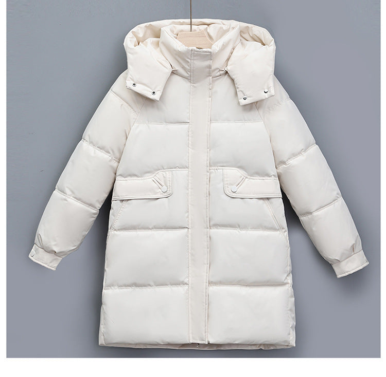 Damen nan langer thermogepolsterter Parka mit abnehmbarer Kapuze, verdecktem Reißverschluss und Klappentaschen Shop Nory