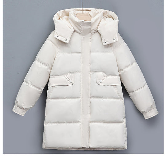 Damen nan langer thermogepolsterter Parka mit abnehmbarer Kapuze, verdecktem Reißverschluss und Klappentaschen Shop Nory