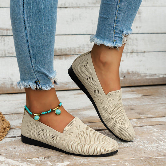 Damen Atmungsaktive Slip-On Sneakers mit flexiblem Strickdesign