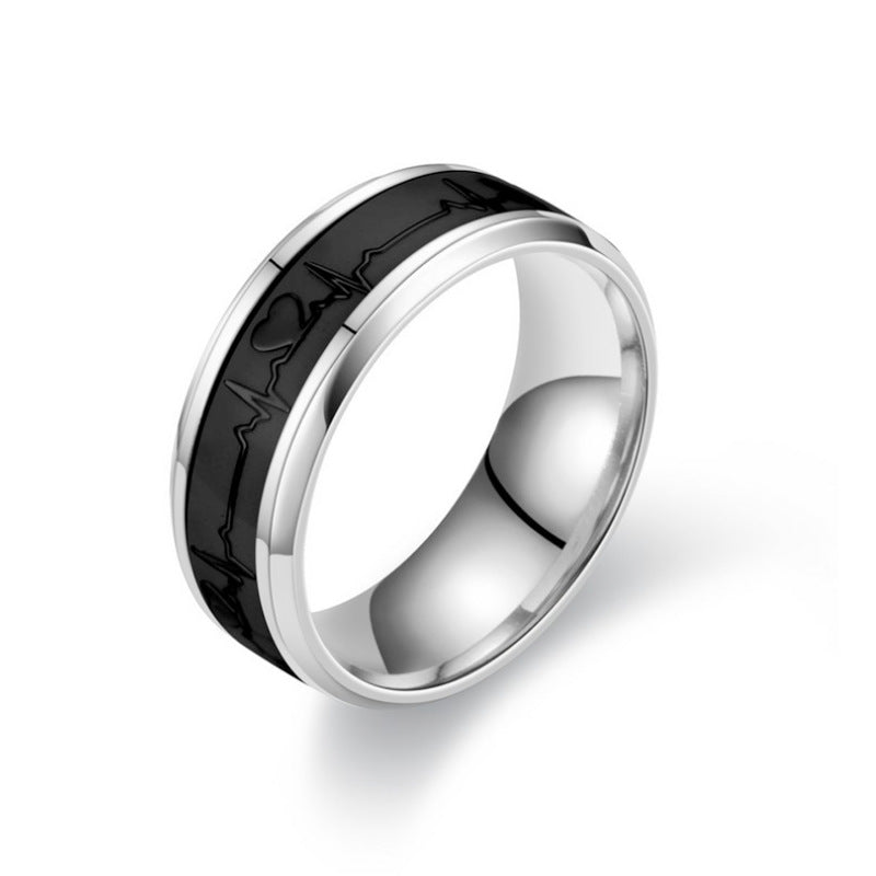Herren Ring mit kunstvollem Herzschlag-Design und eleganter Edelstahl-Oberfläche Shop Nory