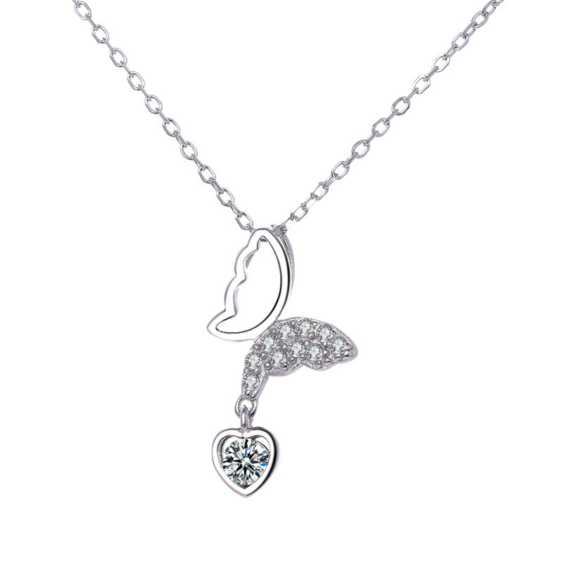 Damen Halskette mit liebevollem Herz- und Mondanhänger Shop Nory
