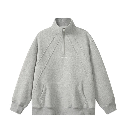 Unisex Oversize Sweatshirt mit Halbzip, hohem Funnelkragen und Kängurutasche Shop Nory