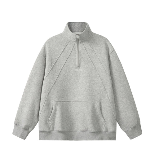 Unisex Oversize Sweatshirt mit Halbzip, hohem Funnelkragen und Kängurutasche Shop Nory
