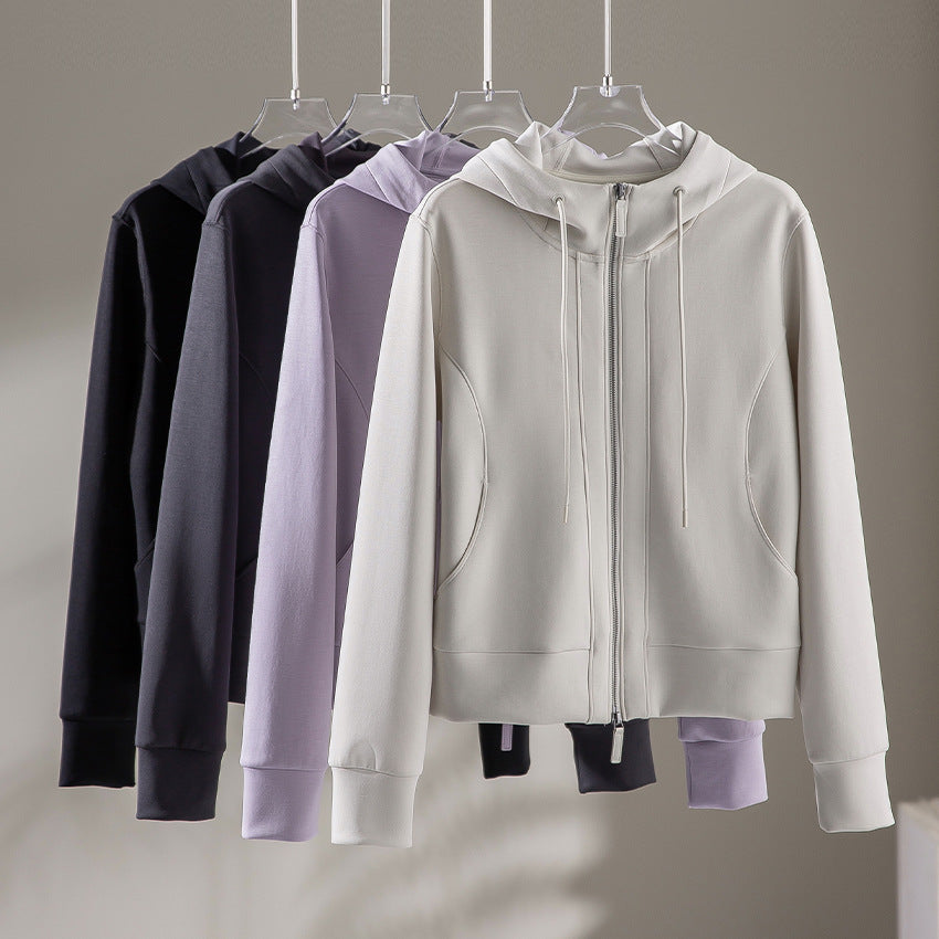Damen Leichte Kapuzenjacke aus feinem Frottee mit taillierter Silhouette und Zwei-Wege-Reißverschluss Shop Nory