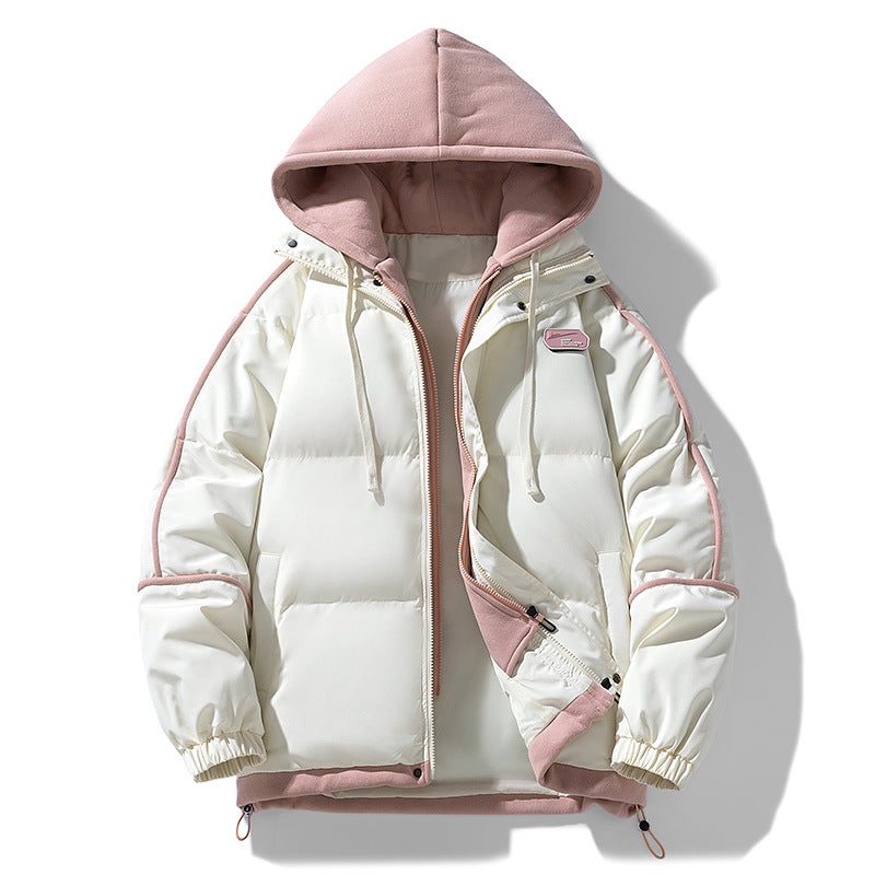 Damen Kurz geschnittene Steppjacke mit kontrastierender Fleece‑Kapuze und Kordelzug Shop Nory