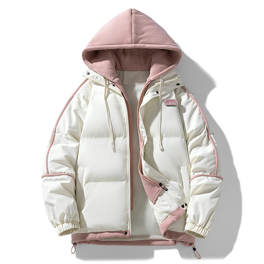 Damen Kurz geschnittene Steppjacke mit kontrastierender Fleece‑Kapuze und Kordelzug Shop Nory