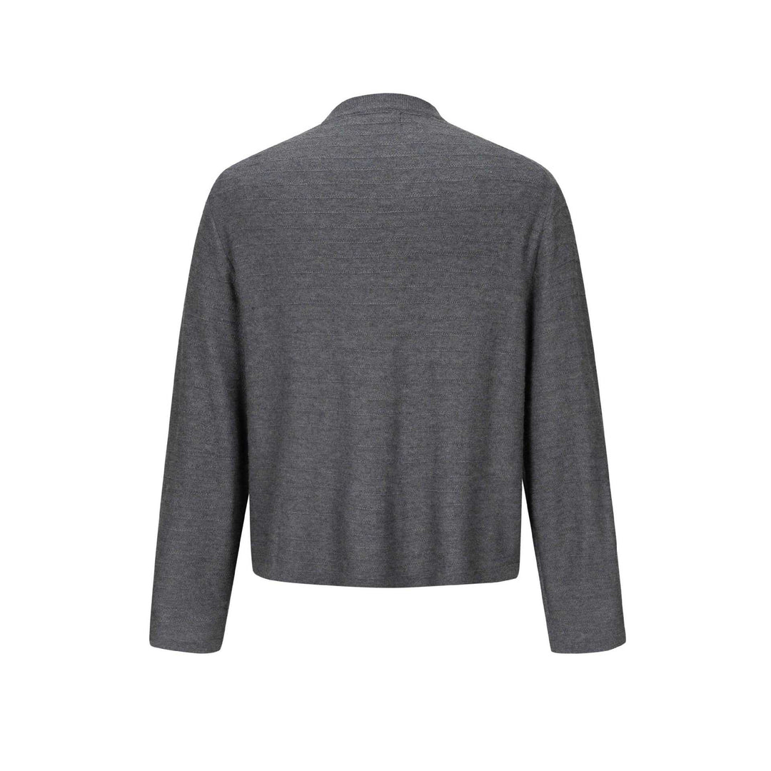 Unisex Feinstrick-Rundhalspullover mit feiner Längsstruktur und geradem Saum Shop Nory