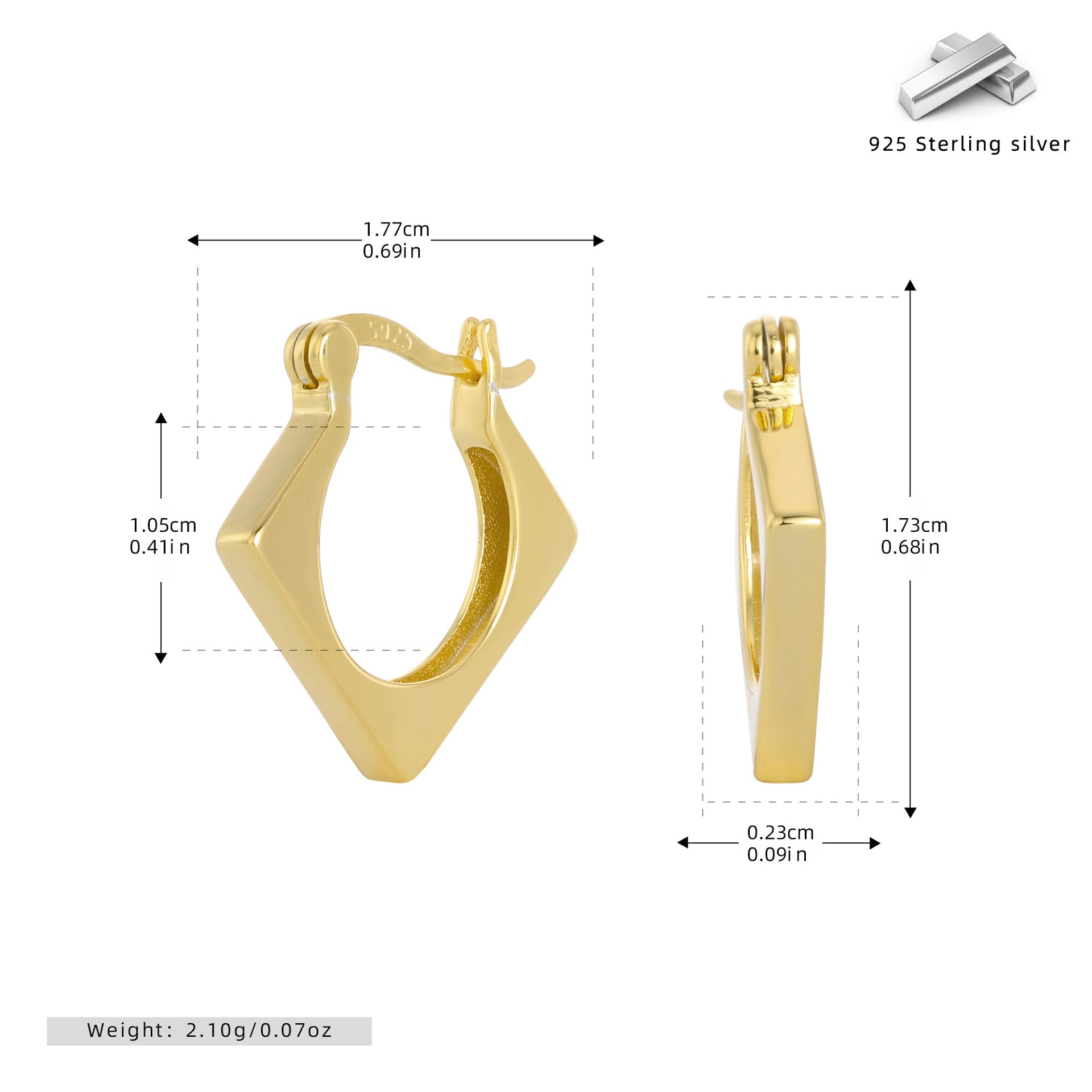 Damen Ohrhänger im modernen Diamantdesign aus hochwertigem 925 Sterling Silber Shop Nory