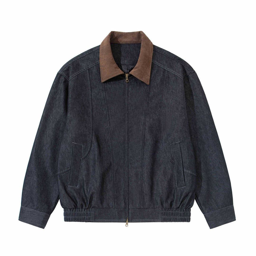 Herren Boxy-Denim-Blousonjacke mit Wildlederkragen und elastischem Saum Shop Nory