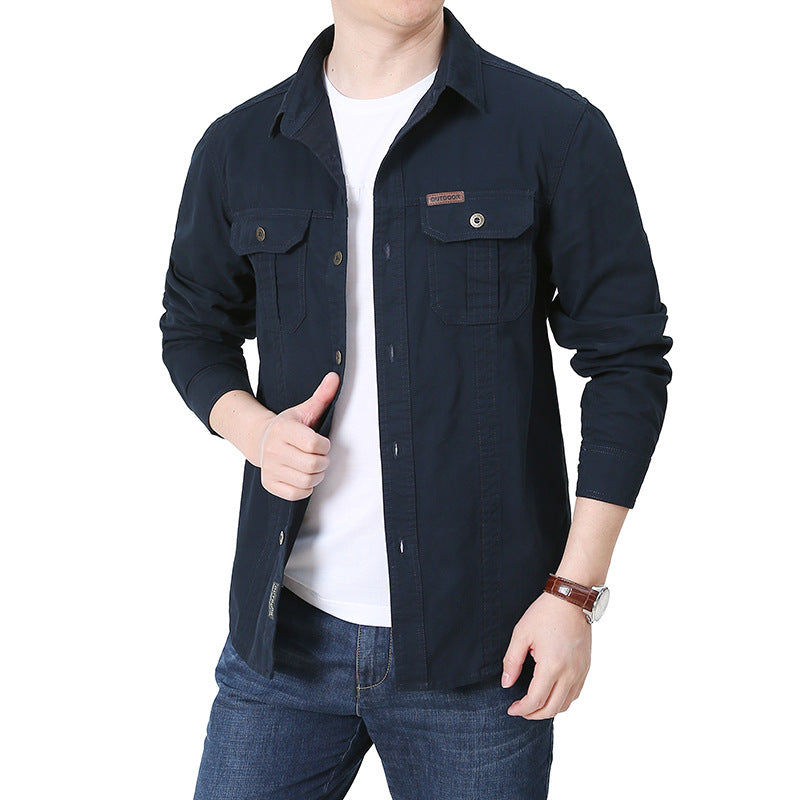 Herren robustes Overshirt aus Baumwoll-Canvas mit Brustpattentaschen Shop Nory