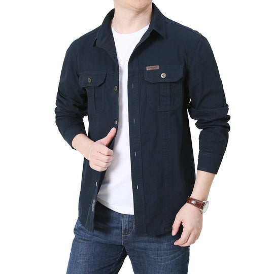 Herren robustes Overshirt aus Baumwoll-Canvas mit Brustpattentaschen Shop Nory