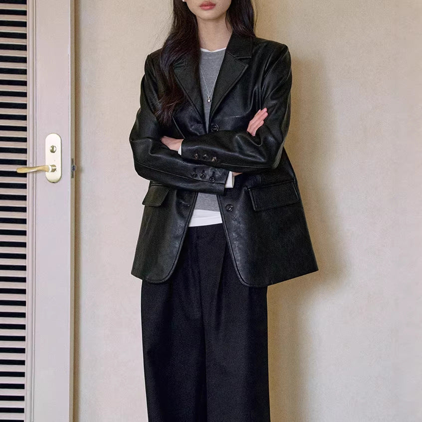 Damen Modischer Lederblazer Shop Nory