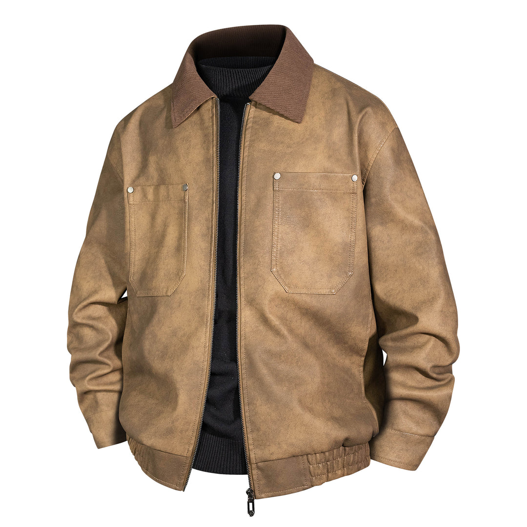 Herren Kurzjacke aus Veloursleder-Imitat mit geripptem Kragen und aufgesetzten Brusttaschen Shop Nory