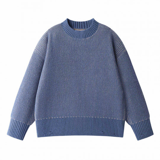 Unisex Oversize-Strickpullover mit Rundhals, Rippenstruktur und verlängertem Bund Shop Nory
