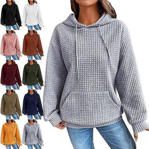Damen lässiger Hoodie mit strukturierter Oberfläche und praktischer Kängurutasche