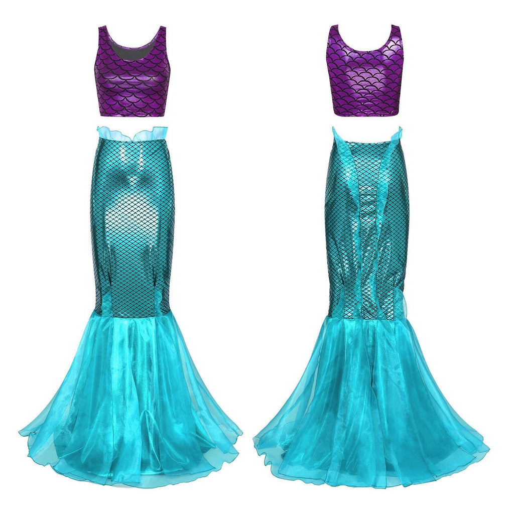 Damen Meerjungfrau-Kleid mit schimmerndem Oberteil und voluminösem Tüllrock Shopnory