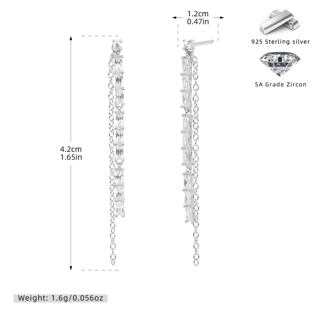Damen Ohrhänger mit luxuriösem Zirkonbesatz und elegantem Kettendesign Shop Nory