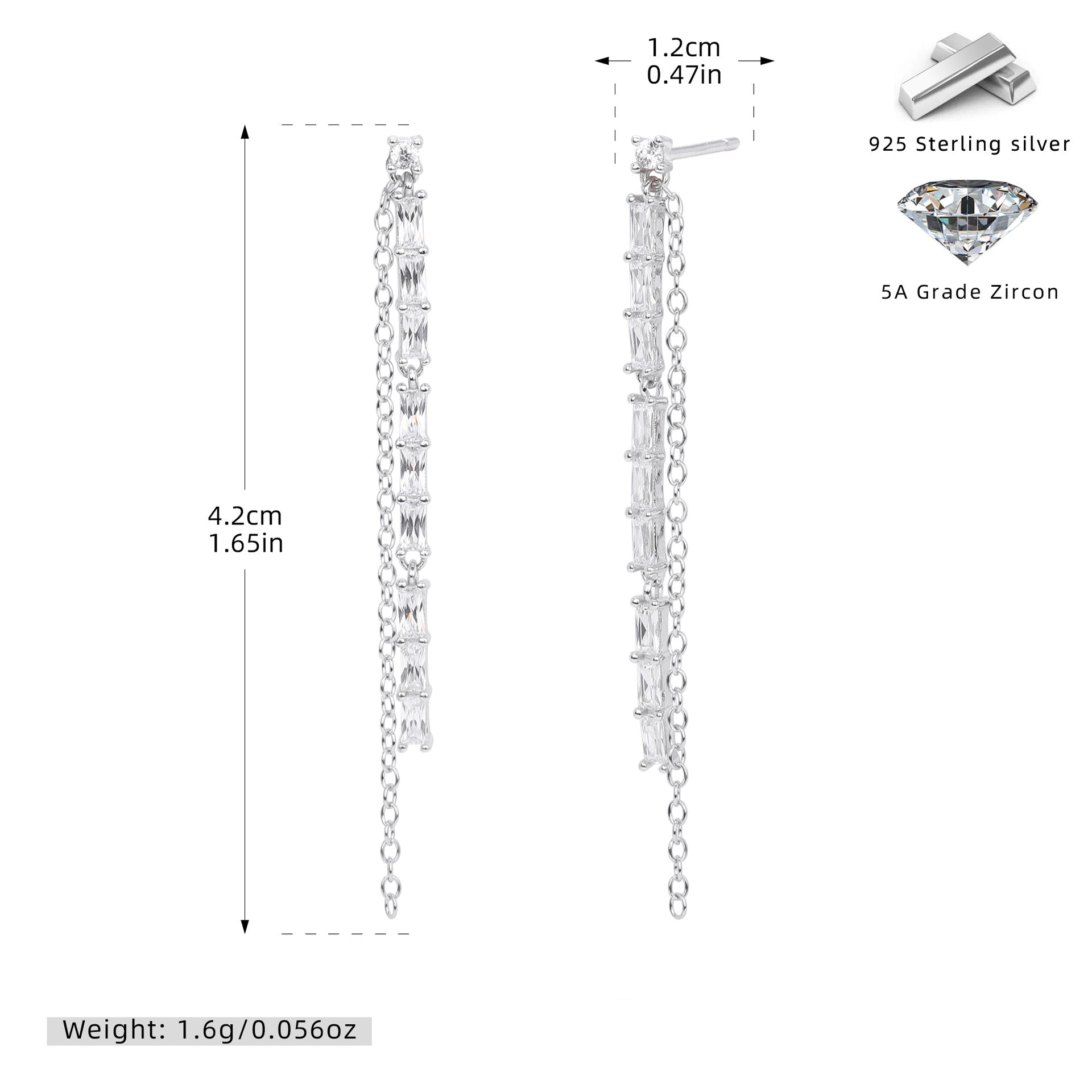 Damen Ohrhänger mit luxuriösem Zirkonbesatz und elegantem Kettendesign Shop Nory