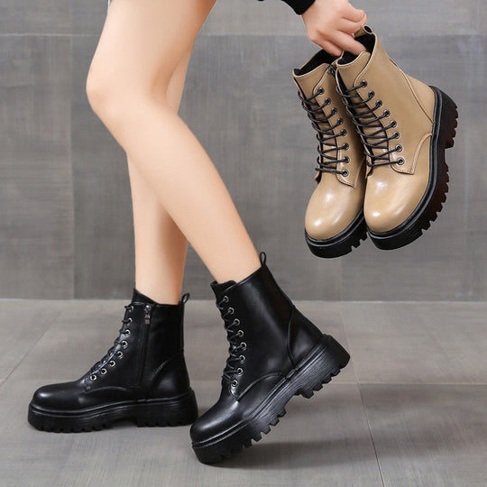 Damen Schnürstiefel mit robustem Profil und modischer Schnürung