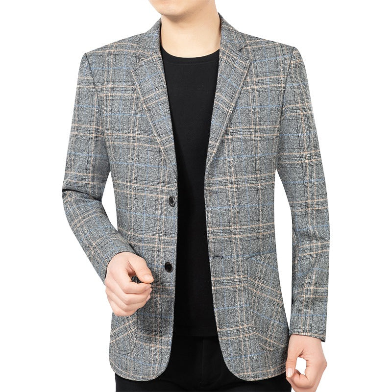 Herren Kariertes Slim-Fit Sakko mit strukturiertem Wollmix und aufgesetzten Taschen Shop Nory