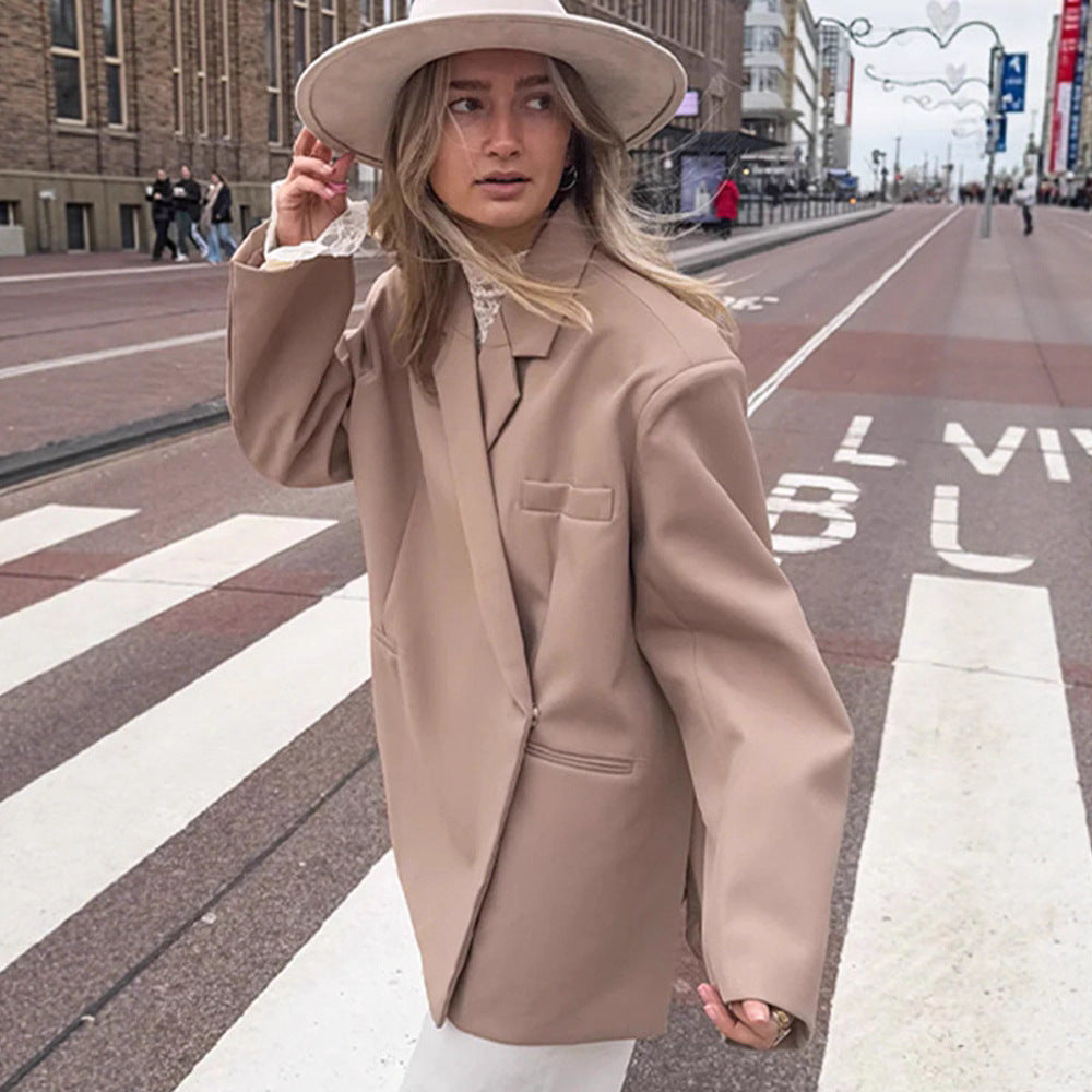 Damen Oversize-Blazer mit kastiger Silhouette, verdeckter Verschluss und Pattentaschen Shop Nory
