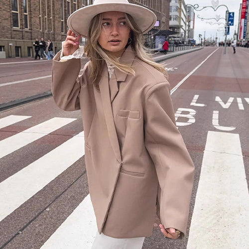 Damen Oversize-Blazer mit kastiger Silhouette, verdeckter Verschluss und Pattentaschen Shop Nory