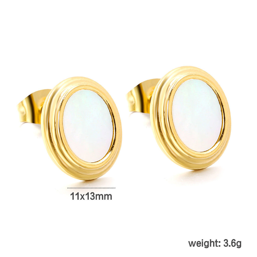 Damen Ohrstecker mit elegantem, hochglänzendem Gehäuse und farbigem Kristall Shop Nory