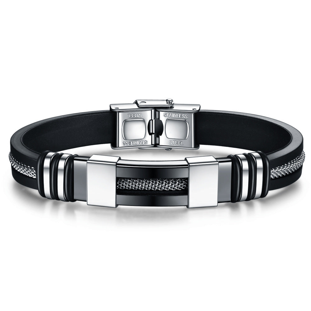 Herren Armband aus hochwertigem Schwarzstahl mit eleganten Akzenten Shop Nory