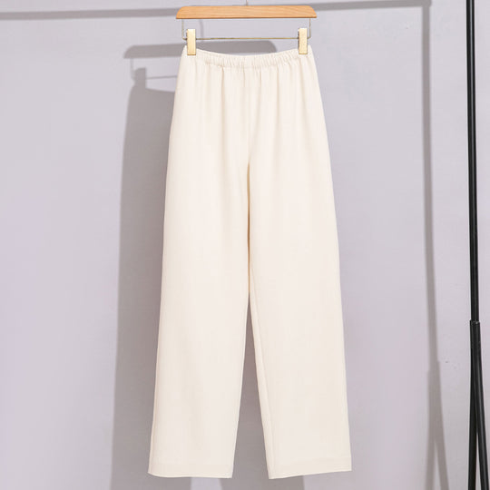Damen High-Waist Hose mit elastischem Bund, weitem Bein und weich fließender Baumwollmischung Shop Nory