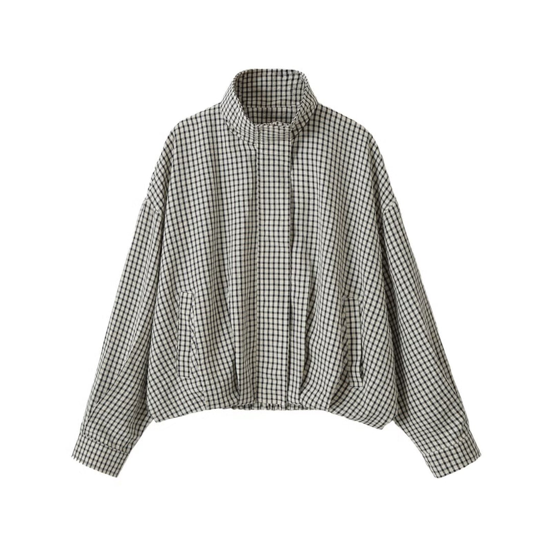 Damen Oversize Kurzjacke mit Stehkragen und Vichy-Karo Shop Nory
