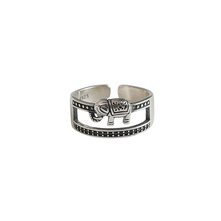 Damen doppelschichtiger Ring mit filigranem Elefantendesign Shop Nory