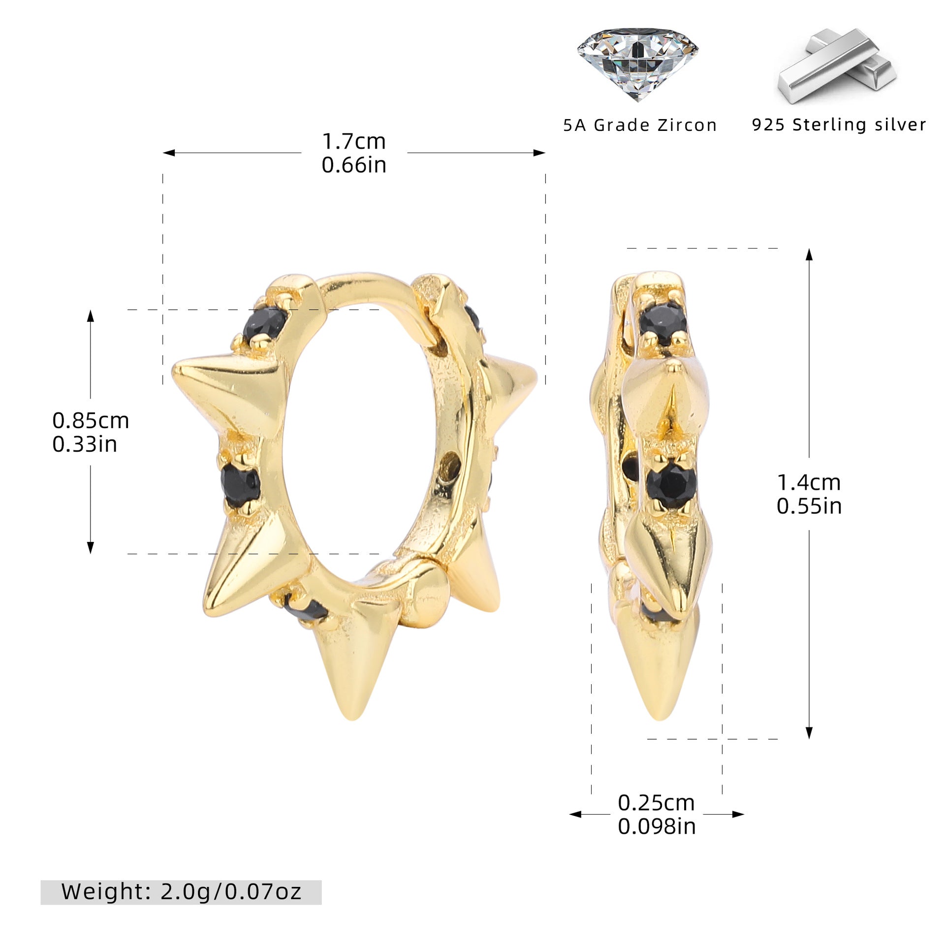 Damen Ohrhänger mit stilvollem Spike-Design aus 925 Sterling Silber Shop Nory
