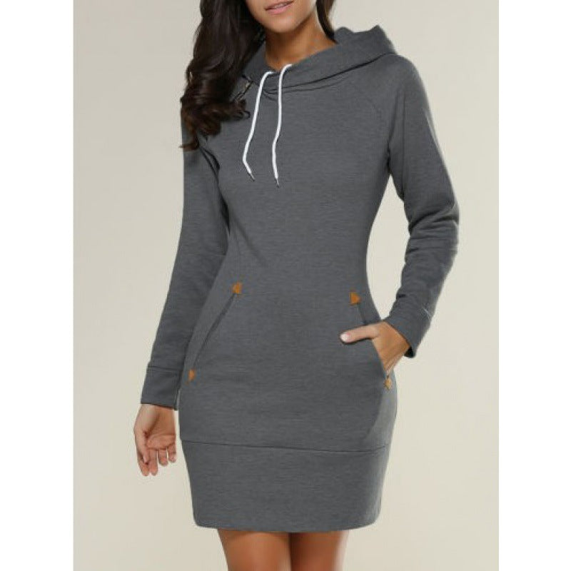 Damen Kapuzenkleid aus Sweat mit Kängurutaschen und taillierter Passform Shop Nory