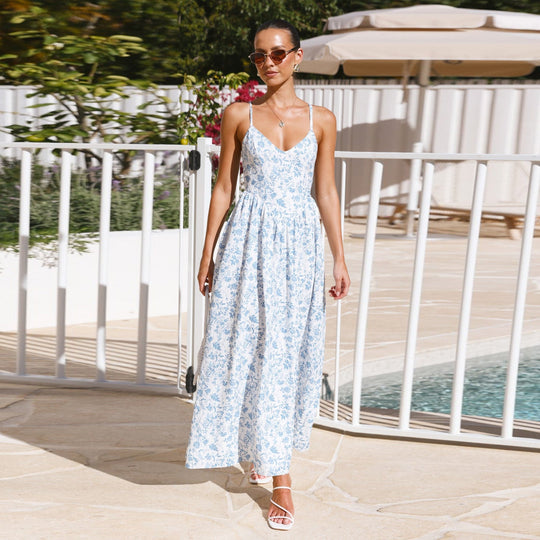 Damen Maxi-Kleid mit floralen Mustern